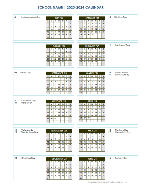 2023 Vertical Yearly Jul-Jun Calendar