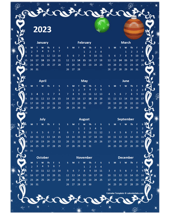 2023 Yearly Calendar Design Template