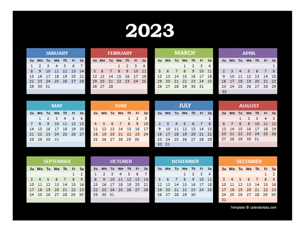 2023 Yearly Calendar For Powerpoint