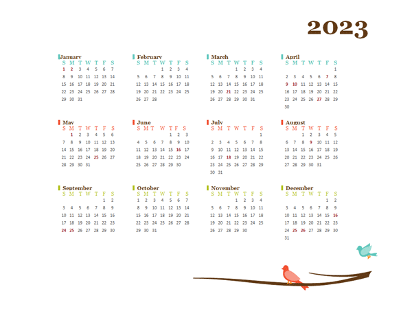 2023 Yearly New Zealand Calendar Design Template
