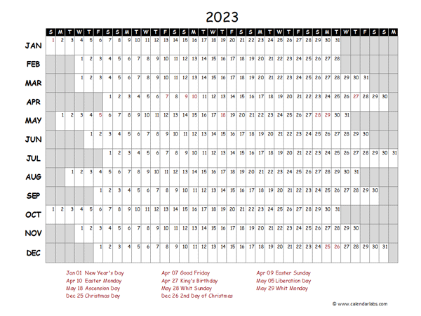 2023 Yearly Project Timeline Calendar Netherlands