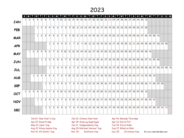 2023 Yearly Project Timeline Calendar Philippines