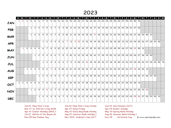 2023 Yearly Project Timeline Calendar UAE