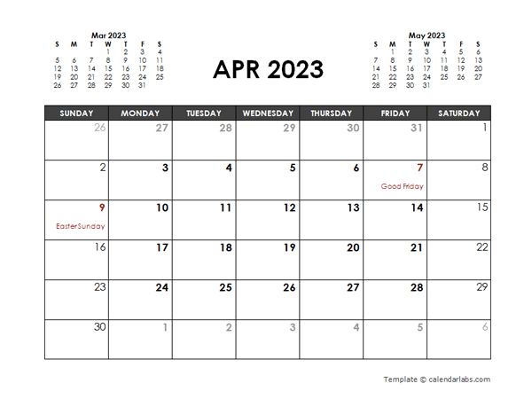 April 2023 Calendar Free Printable