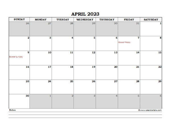 April 2023 Planner Excel