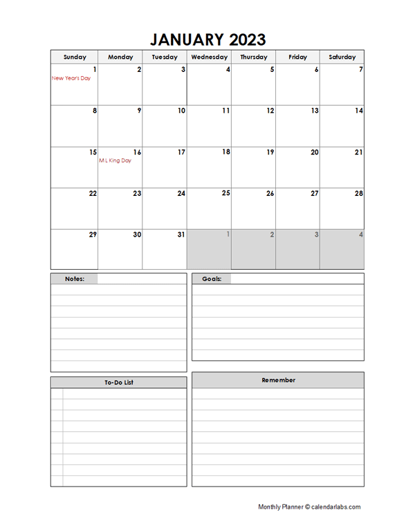 At A Glance 2023 Monthly Planner - Free Printable Templates