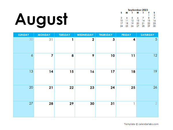 August 2023 Calendar With Holidays