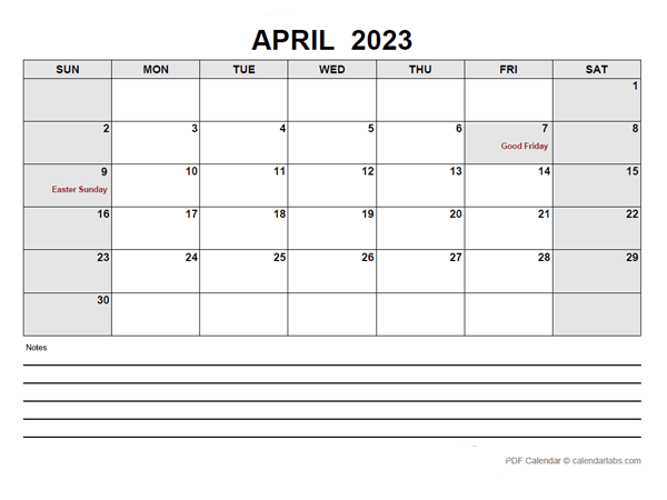 Blank April 2023 Calendar-pdf