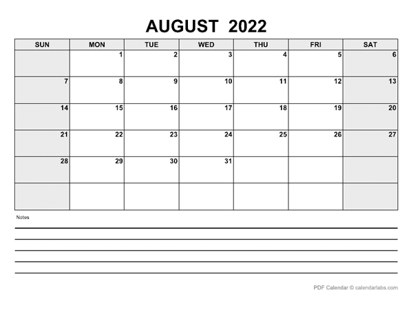 Blank August 2023 Calendar-pdf