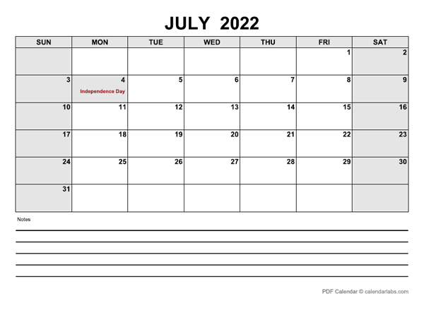 Blank July 2023 Calendar-pdf