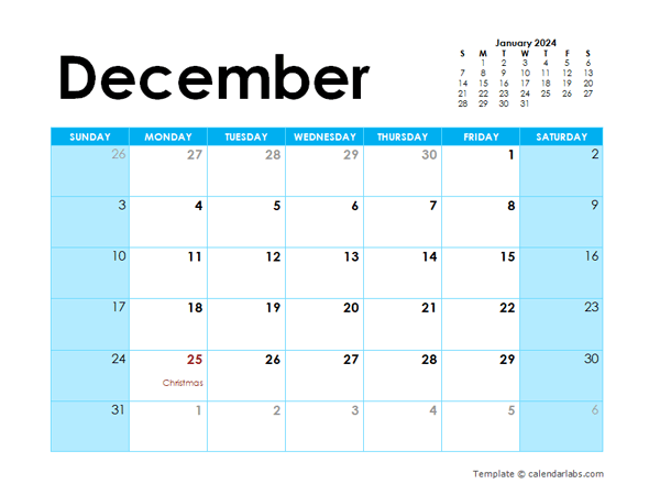 December 2023 Calendar With Holidays