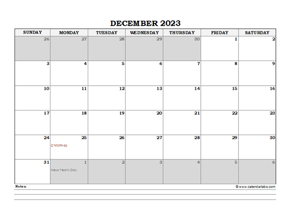 December 2023 Planner Excel