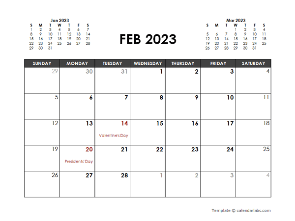 February 2023 Calendar Free Printable