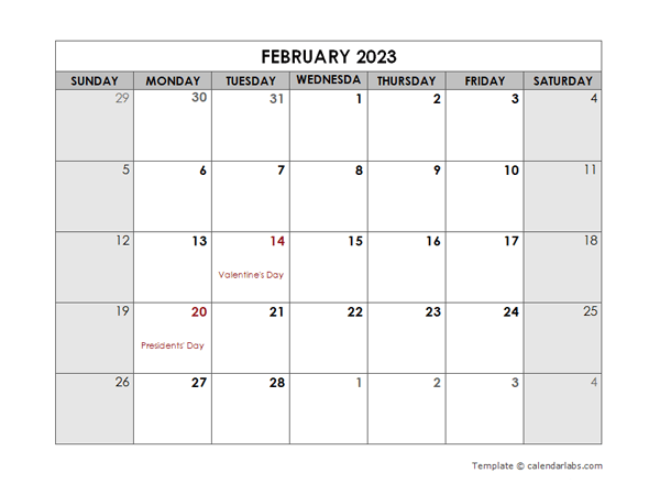 February 2023 Printable Calendar