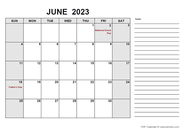 Free Printable June 2023 Calendar Pdf