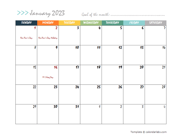 January 2023 Planner Template