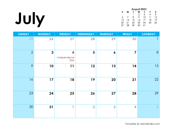 July 2023 Calendar With Holidays