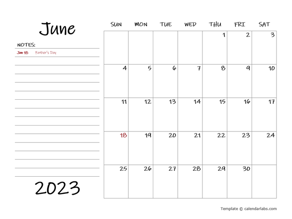 June 2023 Appointment Word Calendar