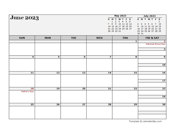 June 2023 CalendarEditable