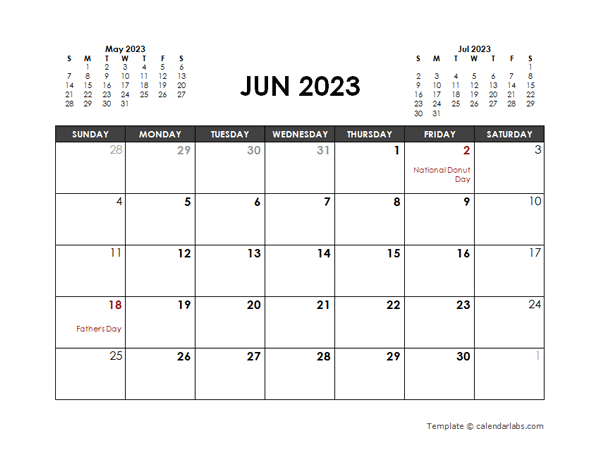 June 2023 Calendar Free Printable