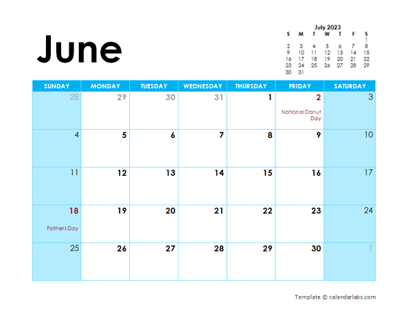 June 2023 Calendar With Holidays