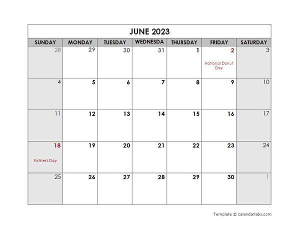 June 2023 Printable Calendar