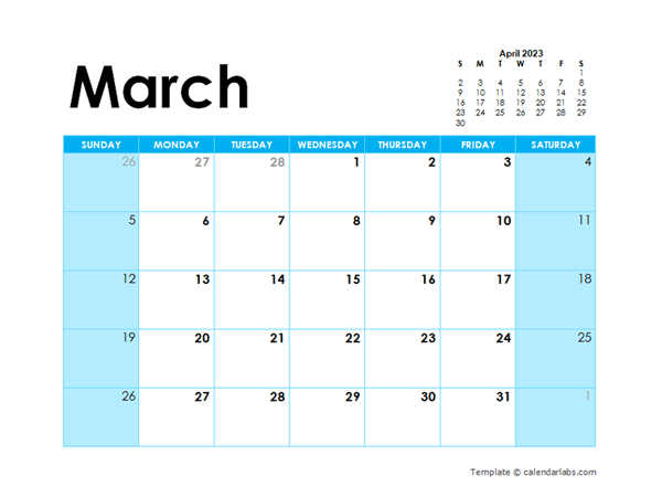 March 2023 Calendar With Holidays