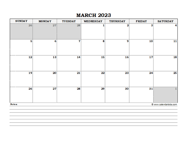 March 2023 Planner Excel