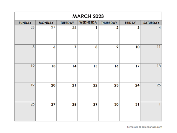 March 2023 Printable Calendar