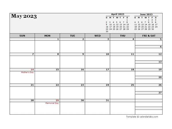 May 2023 CalendarEditable