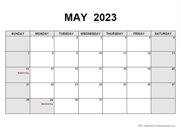 May 2023 Calendar Pdf