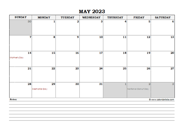 May 2023 Planner Excel