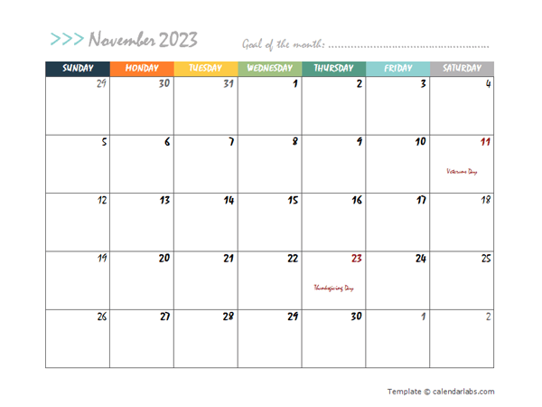 November 2023 Planner Template