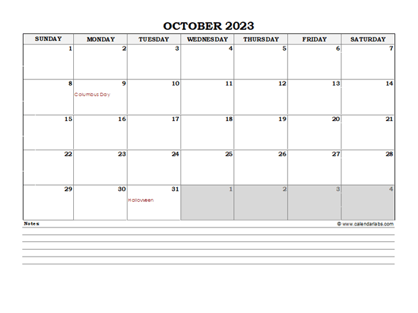 October 2023 Planner Excel