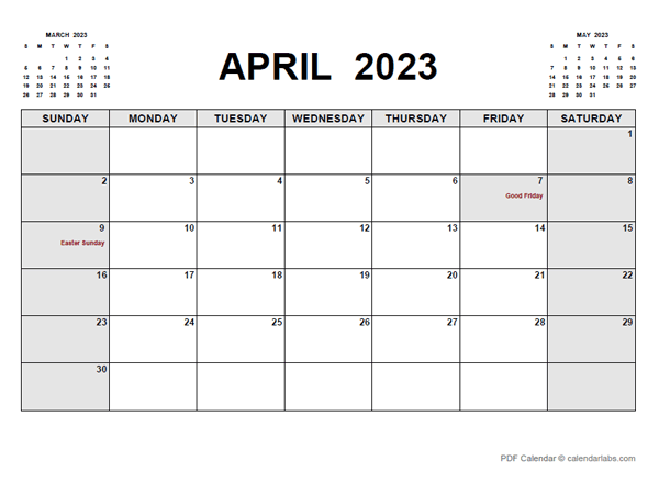 Printable April 2023 Calendar Pdf