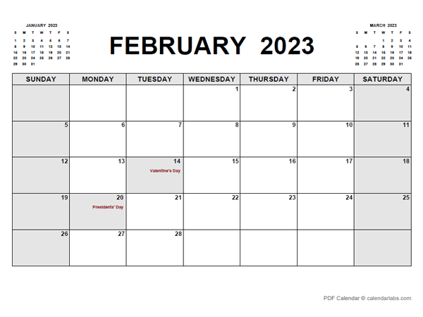 Printable February 2023 Calendar Pdf