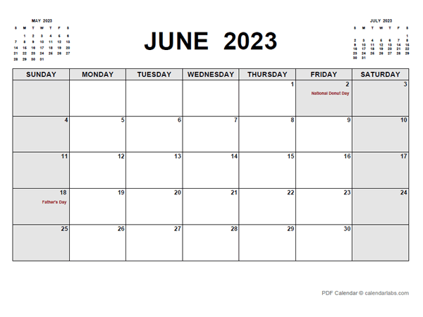 Printable June 2023 Calendar Pdf