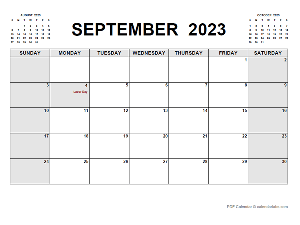Printable September 2023 Calendar Pdf