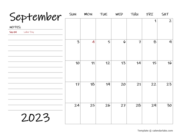 September 2023 Appointment Word Calendar - Free Printable Templates