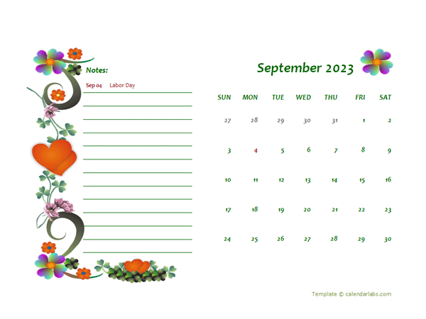 September 2023 Calendar Dates