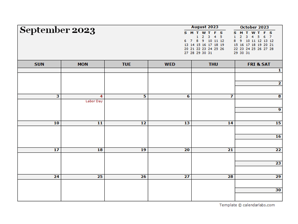 September 2023 CalendarEditable