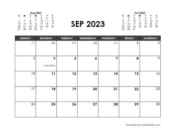 September 2023 Calendar Free Printable