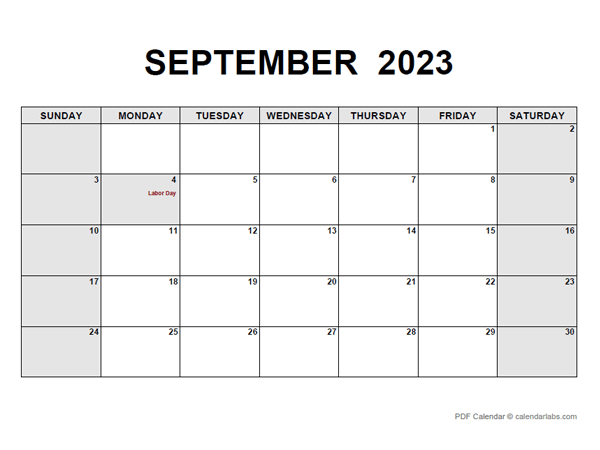 September 2023 Calendar Pdf