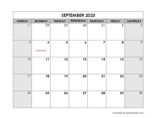 September 2023 Printable Calendar