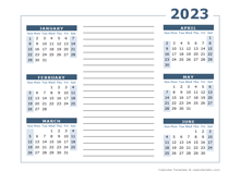 2023 Blank Two Page Calendar Template For 2023