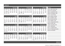 12 Month One Page Calendar Template For 2023