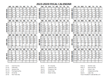 Fiscal Calendar 2023-2024 Templates