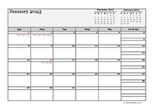 2023 Monthly Planner Template Landscape