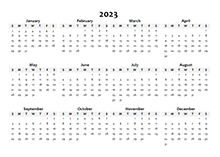 2023 Annual Blank Word Calendar Template