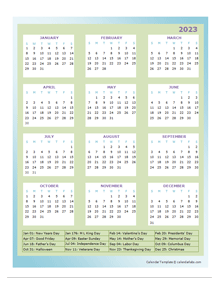 2023 Annual Calendar Design Template